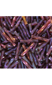 Miyuki twisted bugle beads 2x12mm Claret rainbow gold luster TW2012-302